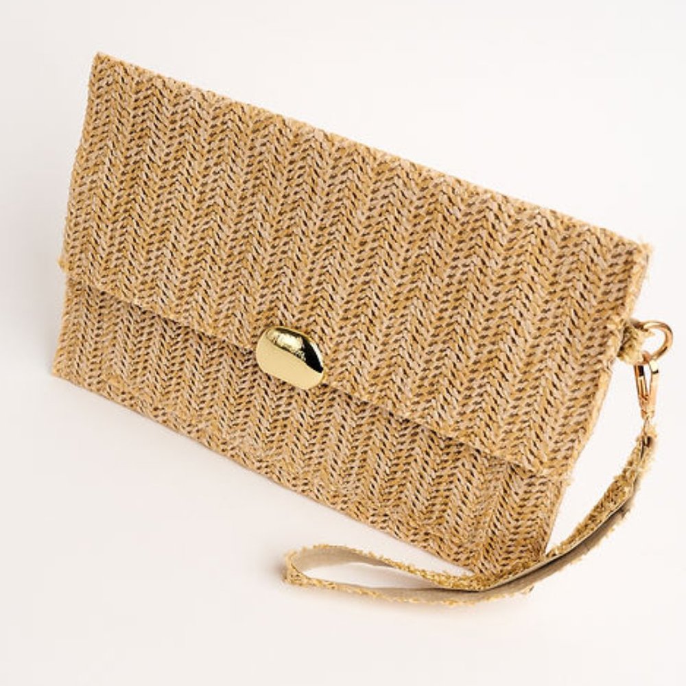 BASHIRA - MINIMALIST STRAW BAG WITH WRISTLET